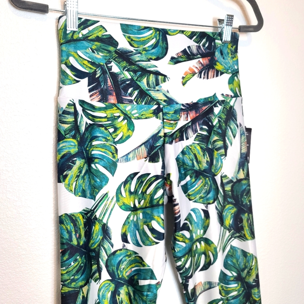 ONZIE Tropical Leaves Print High Basic Midi Leggings - Picture 5 of 12